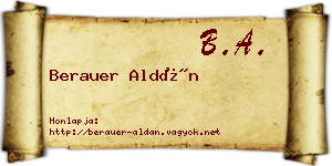Berauer Aldán névjegykártya
